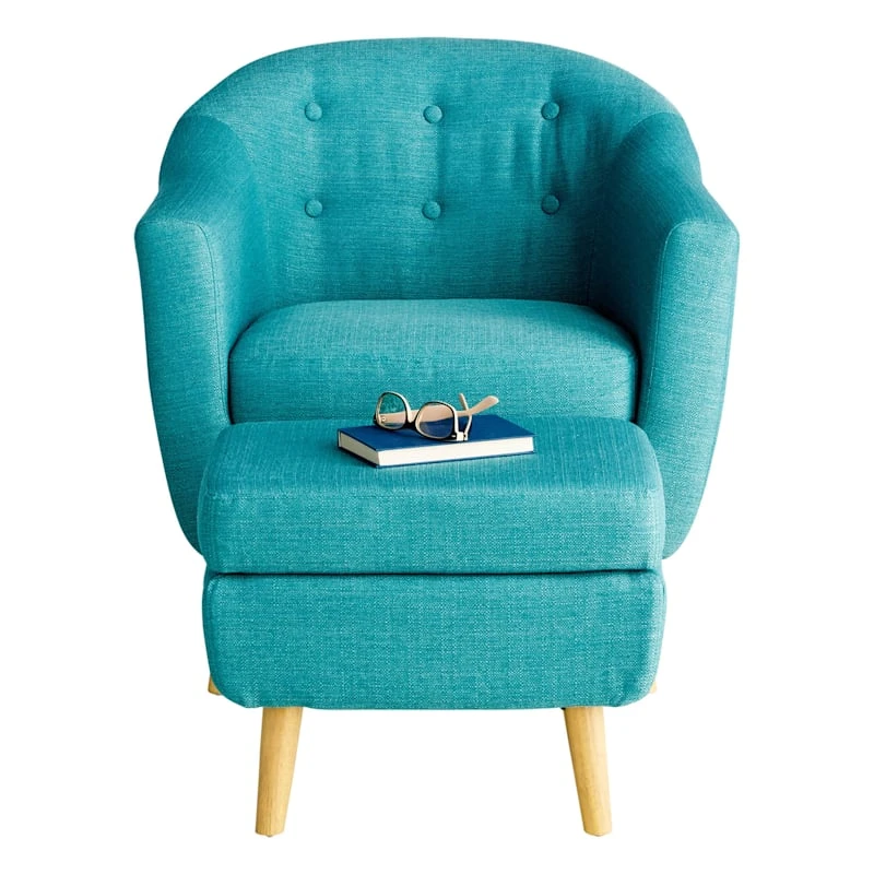 Rockwell Accent Chair & Ottoman Set, Teal - Image 4