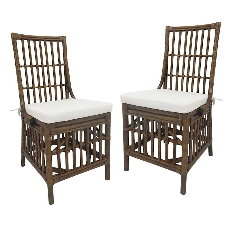 Set Of 2 Honeybloom Cade Brown Rattan Box Chair