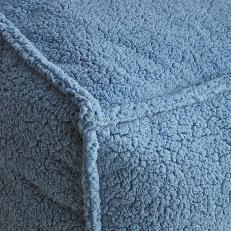 Sherpa Pouf, Blue - Image 2