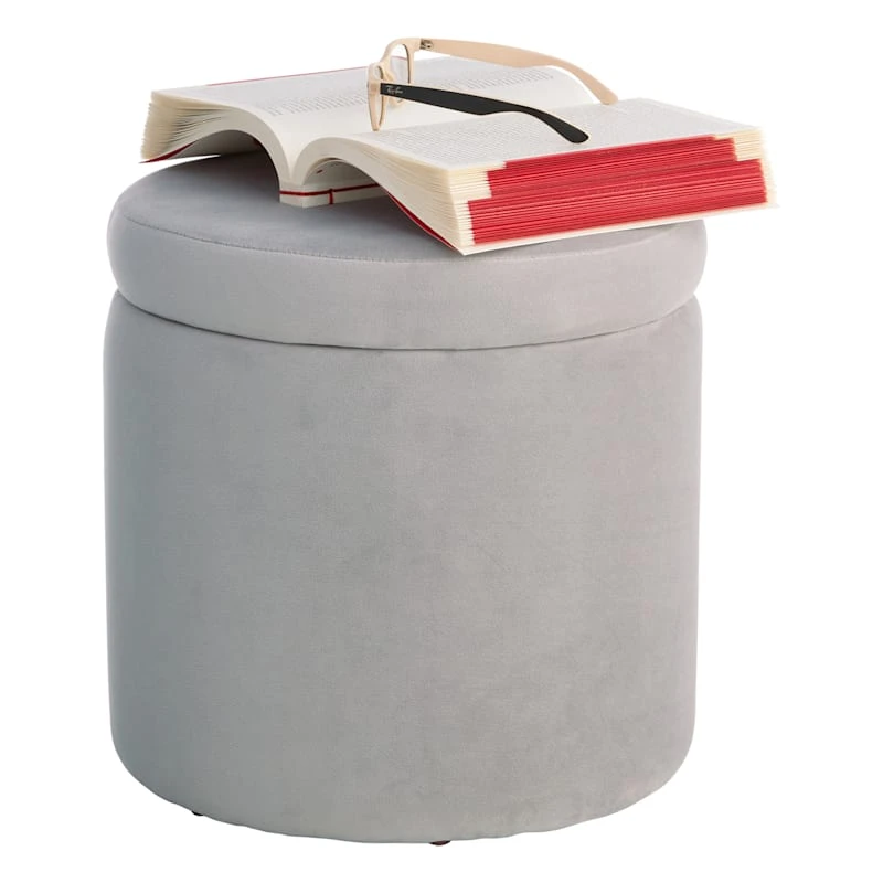 Stuart Round Storage Ottoman, Grey - Image 2