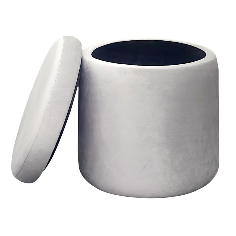Stuart Round Storage Ottoman, Grey - Image 3