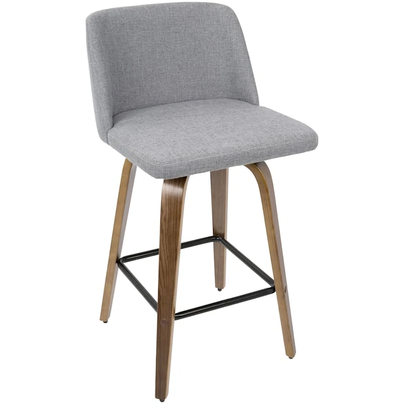 Toriano Walnut & Grey Counter Stool, 26"