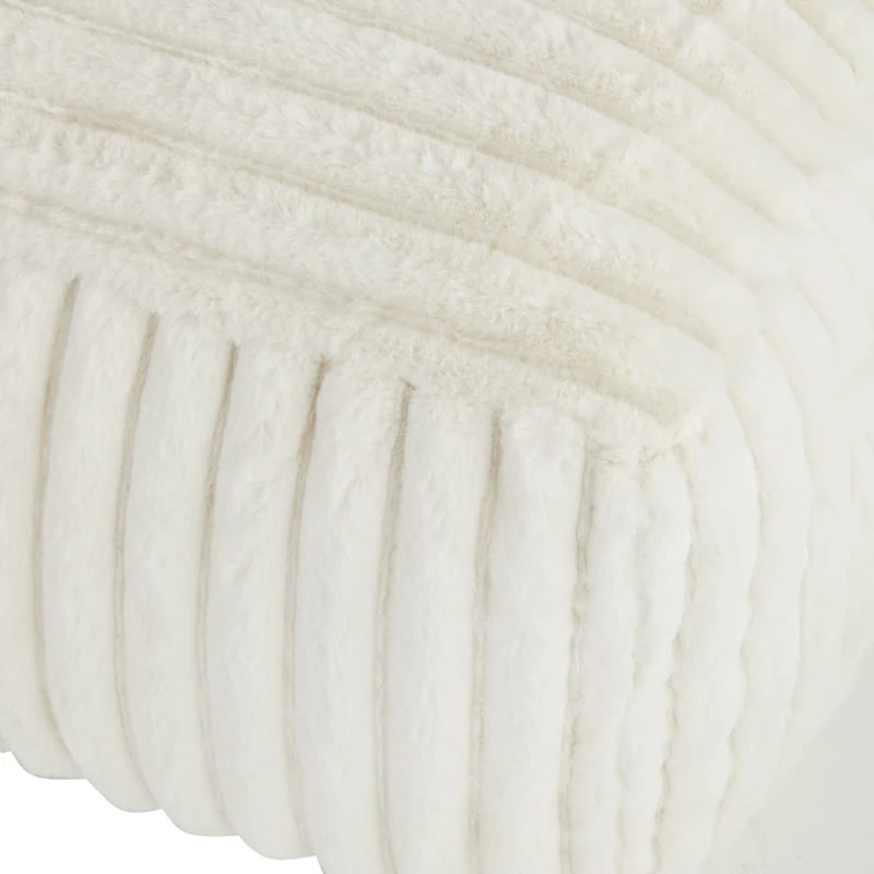 Tracey Boyd Esme Channeled Fur Pouf, Ivory - Image 2