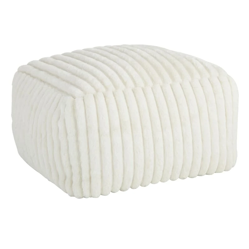 Tracey Boyd Esme Channeled Fur Pouf, Ivory