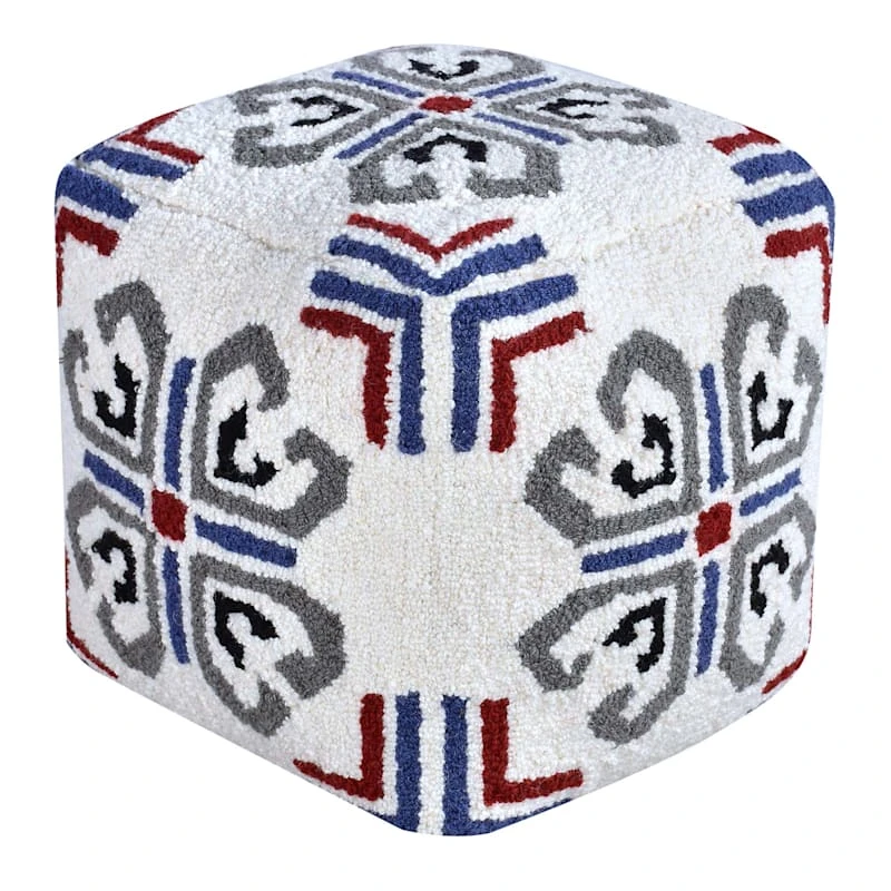 Tracey Boyd Tile Tufted Pouf, Blue