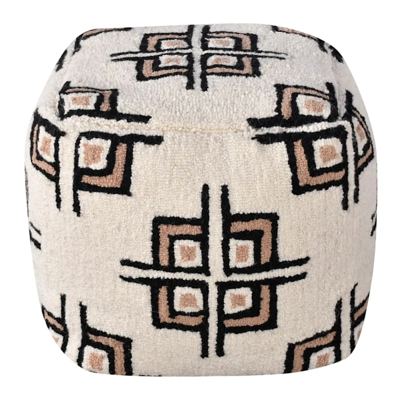 Tracey Boyd Tile Tufted Pouf, Cream - Image 2