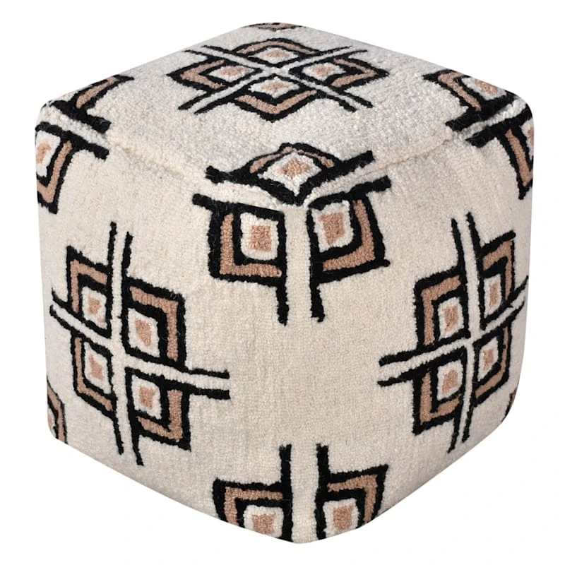 Tracey Boyd Tile Tufted Pouf, Cream