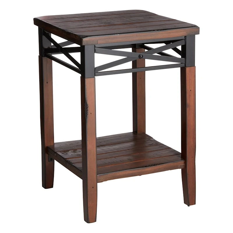 Wood & Metal X Band Plant Stand