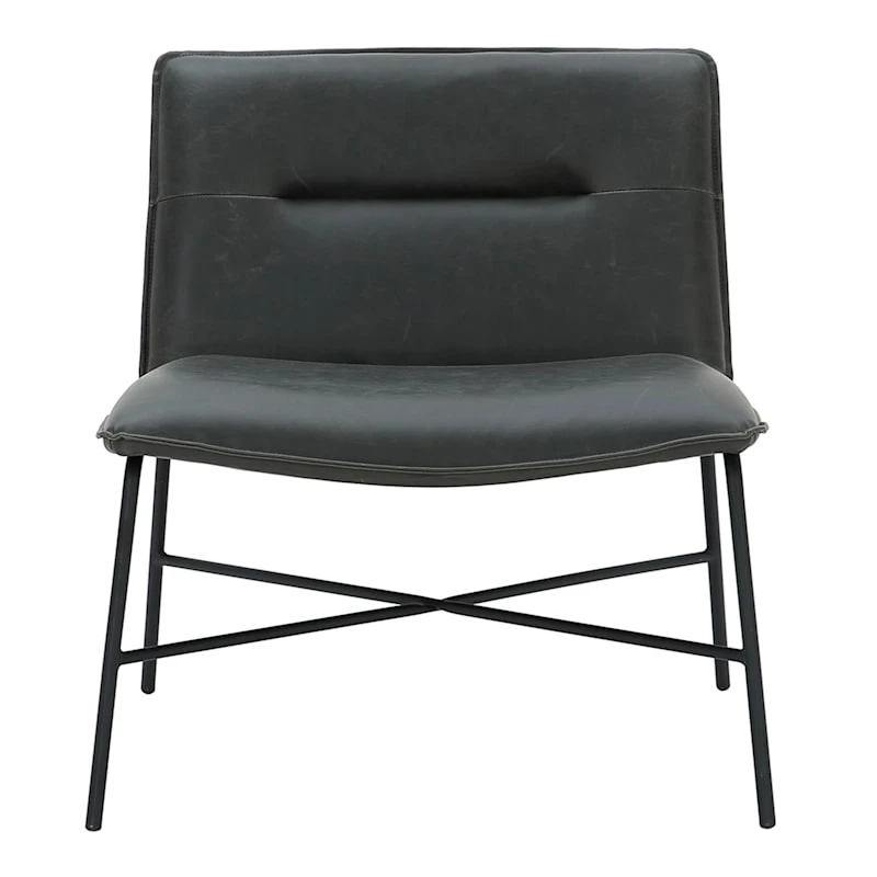 Zoey Faux Leather Accent Chair, Black - Image 2