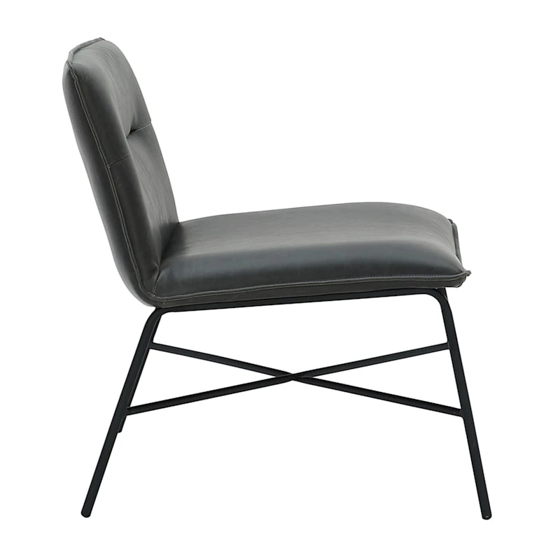 Zoey Faux Leather Accent Chair, Black - Image 3